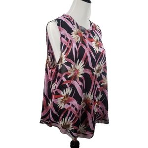 Who What Wear Women's Plus XXL Floral Sleeveless Semi-Sheer Blouse
